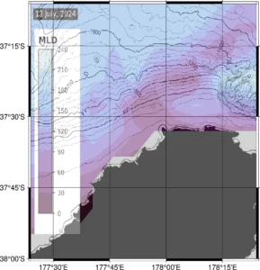 Mixed layer depth map Waihau Bay