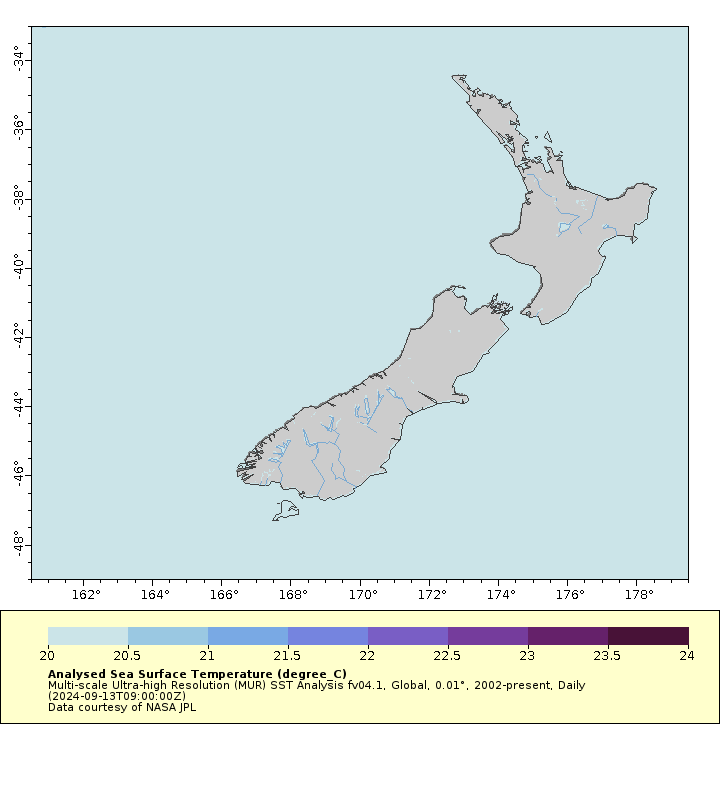 Striped marlin optimal temperature range off New Zealand